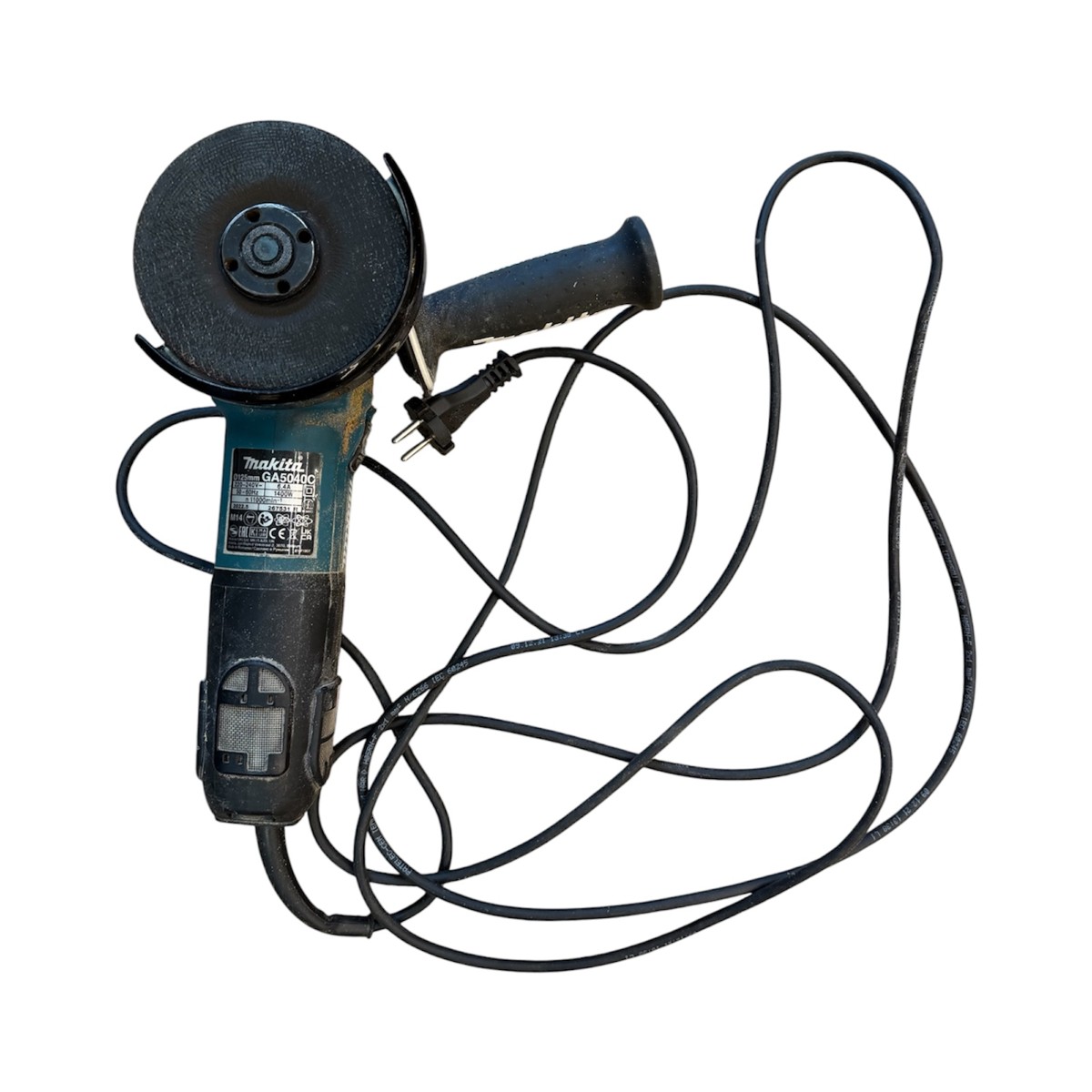 2c31b140379c851cdad71d4f9b5bd0e8jpg - Mezola OÜ Corded handheld angle grinder with a circular grinding disc and attached power cord.