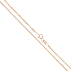 Delicate rose-gold double-chain necklace with a spring-ring clasp on a white background
