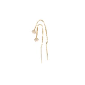 Gold threader earrings with crystal bead drops on a delicate chain