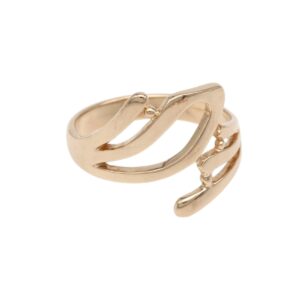 Gold open-ring with two intertwined bands in a wrap design, smooth polished finish.