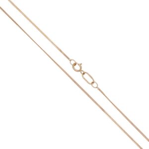 Rose gold chain necklace with a spring ring clasp and oval link connectors.