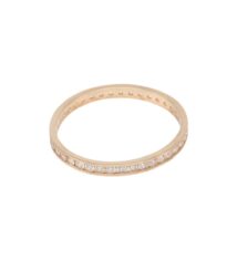 Yellow gold ring with a single row of diamonds along the band