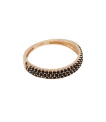 Gold ring with a row of black pavé stones along the top edge