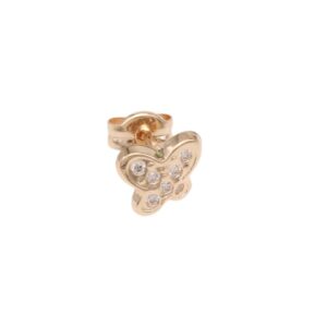 Gold butterfly charm pendant with small clear stones set in wings