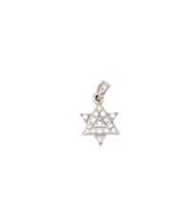 Diamond-studded Star of David pendant with a bail on a white background