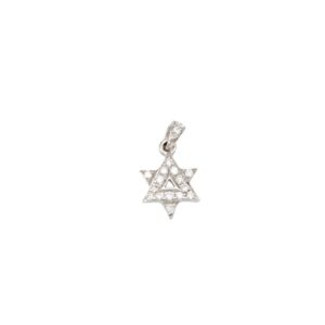 Diamond-studded Star of David pendant with a bail on a white background