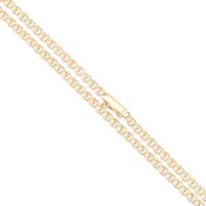 Gold-toned chain necklace with a lobster clasp, shown diagonally across a white background.