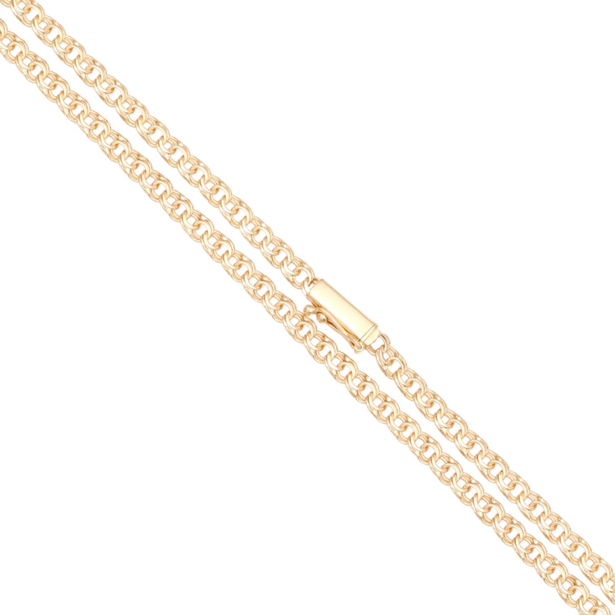 1b350112b1bcaa5c2c8d117b983c02ccjpg - Mezola OÜ Gold-toned chain necklace with a lobster clasp, shown diagonally across a white background.