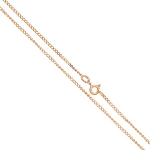 Two parallel rose-gold chain necklaces with spring ring clasps on a white background
