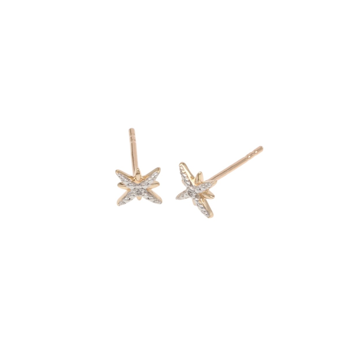 4f7e90bb50eaf92e49b1ada4509e4fd7jpg - Mezola OÜ Rose gold starfish stud earrings with clear stones on a white background, front view (pair).
