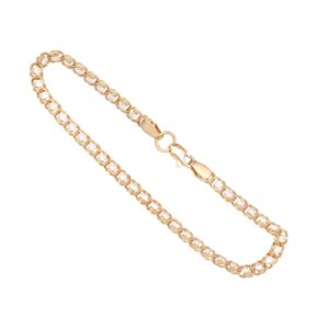 Gold chain bracelet set with small diamonds and a lobster-claw clasp.