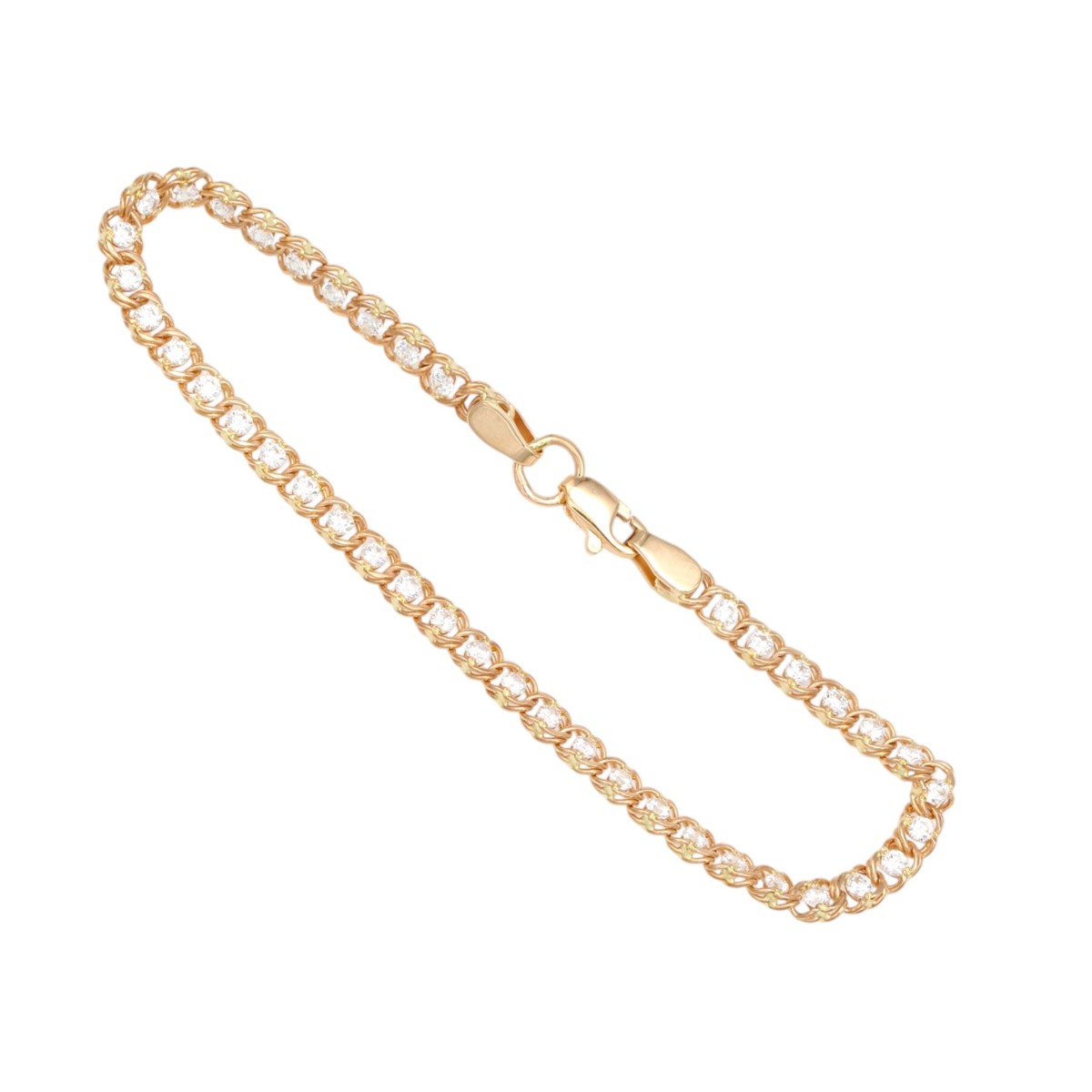 717b3cf2b66ed11f8a2a966fc30f39e0jpg - Mezola OÜ Gold chain bracelet set with small diamonds and a lobster-claw clasp.