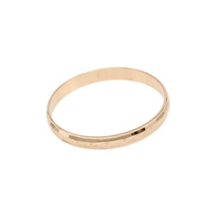Rose gold ring with a faceted, angular texture on a white background (simple band)