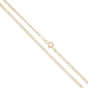 Gold chain necklace with a lobster claw clasp visible along the chain edge.