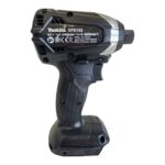 Makita DTD153 18V cordless impact driver shown in side profile with battery attached, black and gray finish.