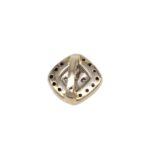 Silver square bead cap with perforated holes, used in jewelry making