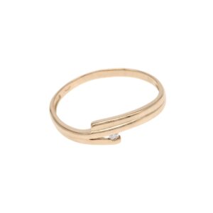 Gold open-band ring with a small diamond at the tip, minimalist wrap design