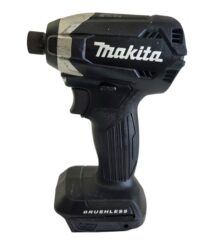 Makita cordless impact driver with a black pistol-grip body and a brushless motor, battery at the base.