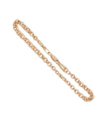 Rose gold chain bracelet with interlocking oval links and a lobster claw clasp (close-up)