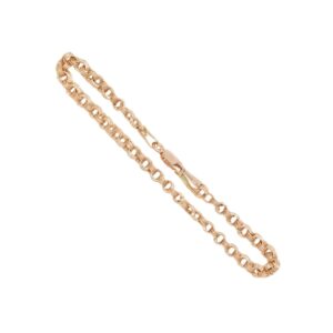 Rose gold chain bracelet with interlocking oval links and a lobster claw clasp (close-up)
