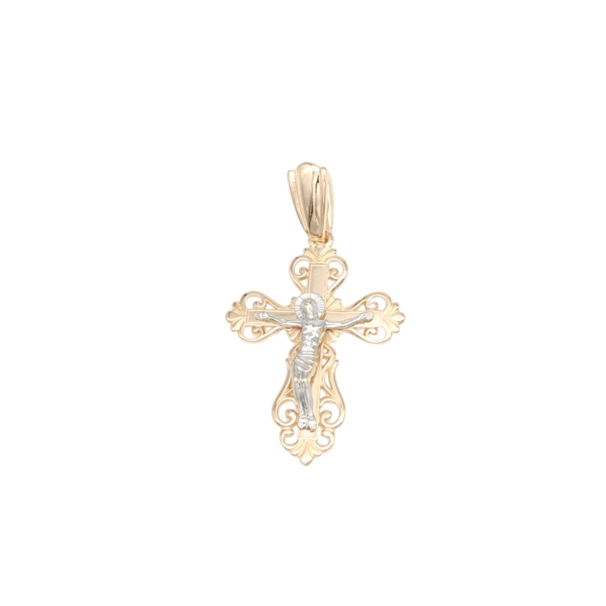 b2225b0c630294d98ab335900a8efe8ejpg - Mezola OÜ Gold filigree cross pendant with a silver crucified figure in the center