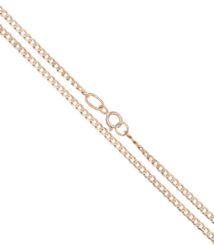 Rose gold chain necklace with interlocking oval links and a circular clasp.