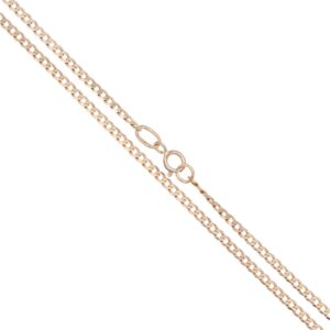 Rose gold chain necklace with interlocking oval links and a circular clasp.