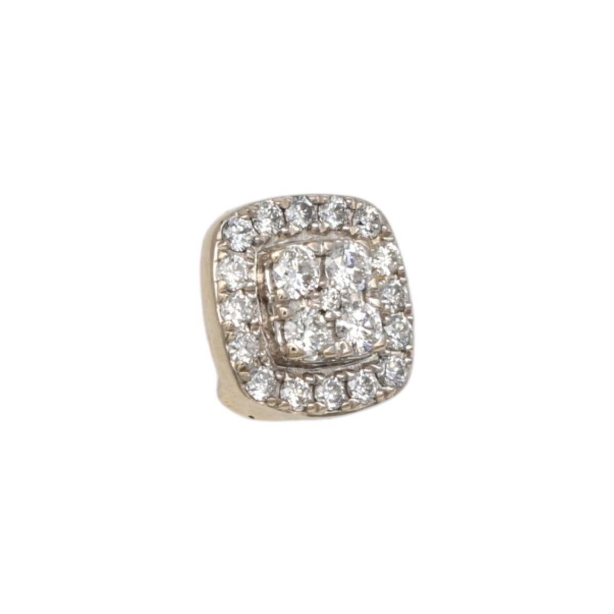 bdfb32bd1f27ae30c4bdf59391af8448jpg - Mezola OÜ Gold ring with a square halo setting: a central diamond surrounded by two rows of smaller diamonds in yellow gold.