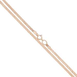 Two parallel rose-gold Cuban-link chains with lobster-clasp closures (close-up).