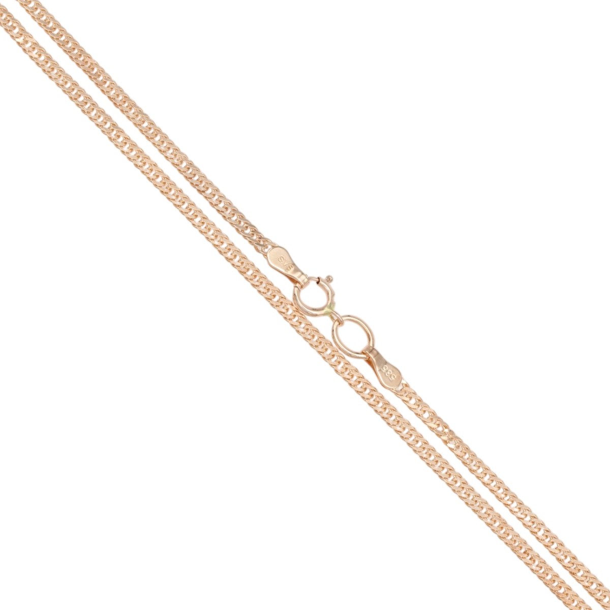 d1f6ed7775b0b2df0ed5c35b2396deb4jpg - Mezola OÜ Two parallel rose-gold Cuban-link chains with lobster-clasp closures (close-up).
