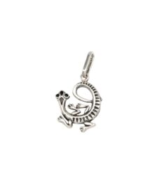 Silver lizard charm pendant with a curled tail and detailed legs for jewelry making or accessorizing
