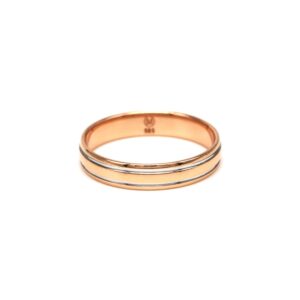 Two-tone ring: rose gold outer band with a thin silver center stripe