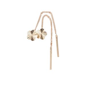 Gold-tone necklace with two flower charms and two dangling bar pendants