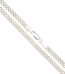 Two parallel silver curb-chain necklaces joined by a central lobster-clasp connector.