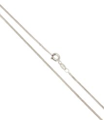 Silver chain necklace with a lobster-claw clasp.