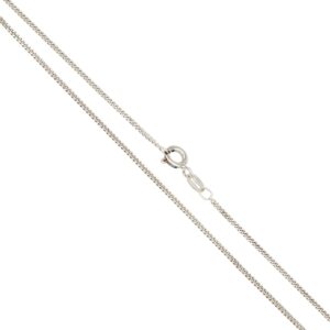 Silver chain necklace with a lobster-claw clasp.