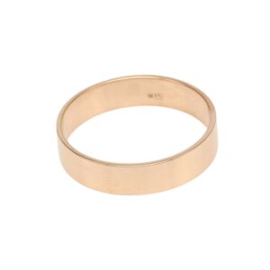 Rose gold plain wedding band with a smooth polished finish, no stones