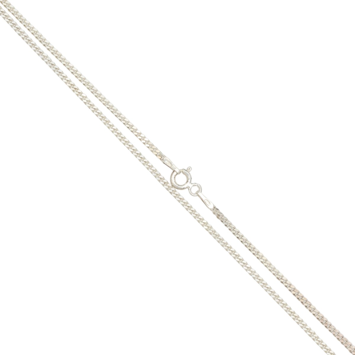 6fc52fad206b65c19e912608070b217bjpg - Mezola OÜ Silver chain necklace with a round spring-ring clasp pictured diagonally on a white background