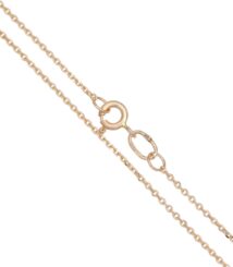 Rose-gold chain necklace with a circular spring ring clasp on a white background, close-up detail of the links.