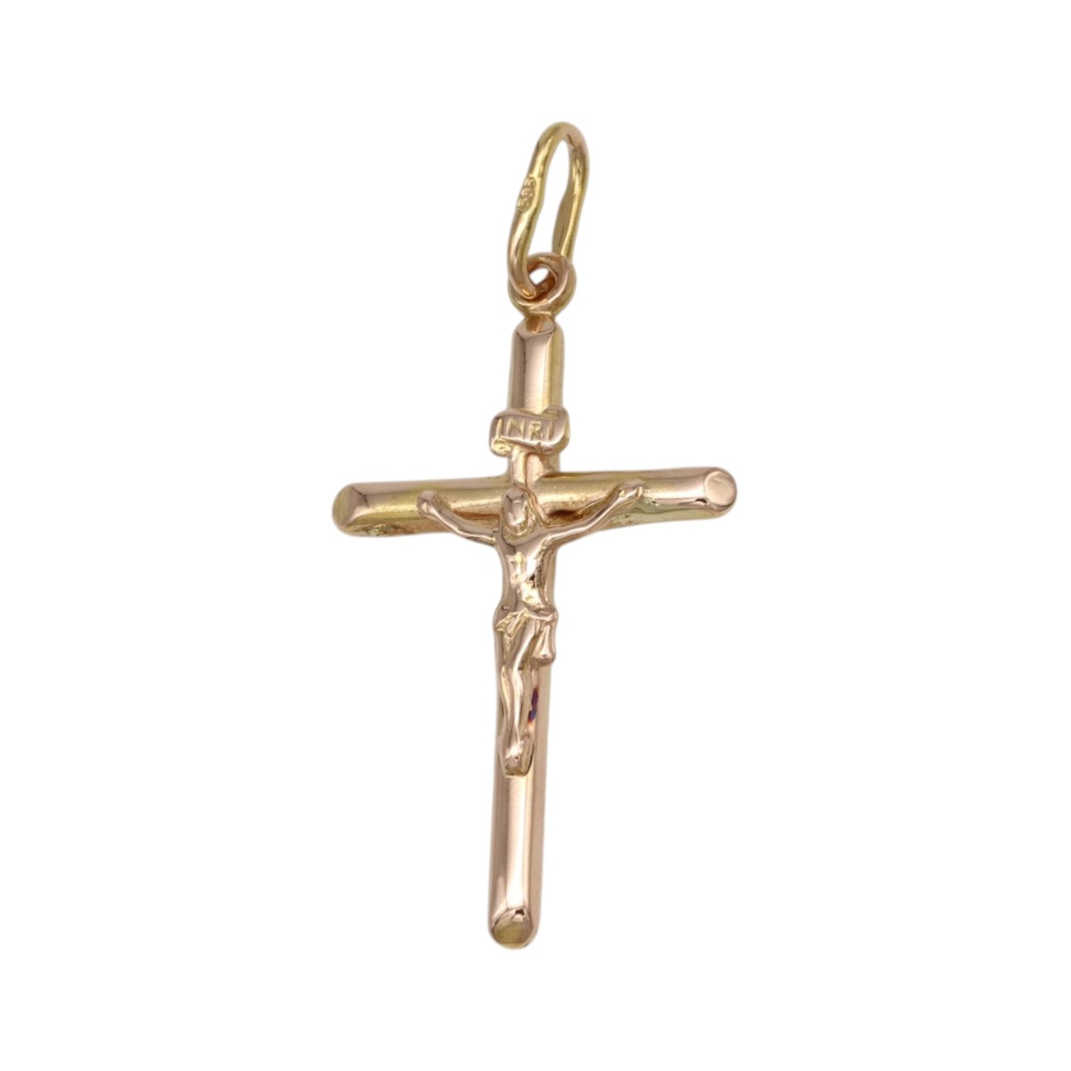 8a1cb11ed416574c36532459403f5952jpg - Mezola OÜ Gold-tone crucifix pendant featuring Jesus on the cross with a loop bail for a chain