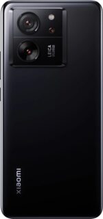 Close-up of a black smartphone back with a Leica triple-camera module in the top-left and Xiaomi branding along the left edge.