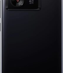 Close-up of a black smartphone back with a Leica triple-camera module in the top-left and Xiaomi branding along the left edge.