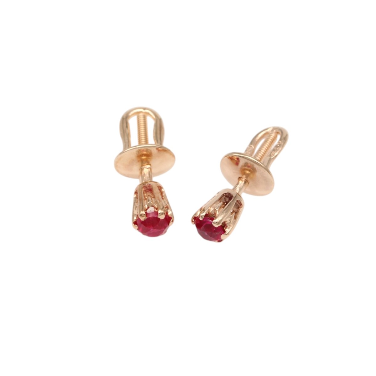 dd803c7ef9ab1c3fb92e183f1cec44a0jpg - Mezola OÜ Gold stud earrings with red gemstone and screw-back closures