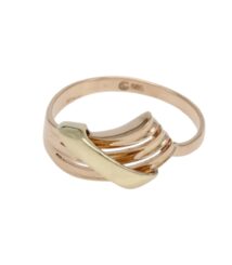 Two-tone gold ring with a curved, overlapping wrap design (14k gold).
