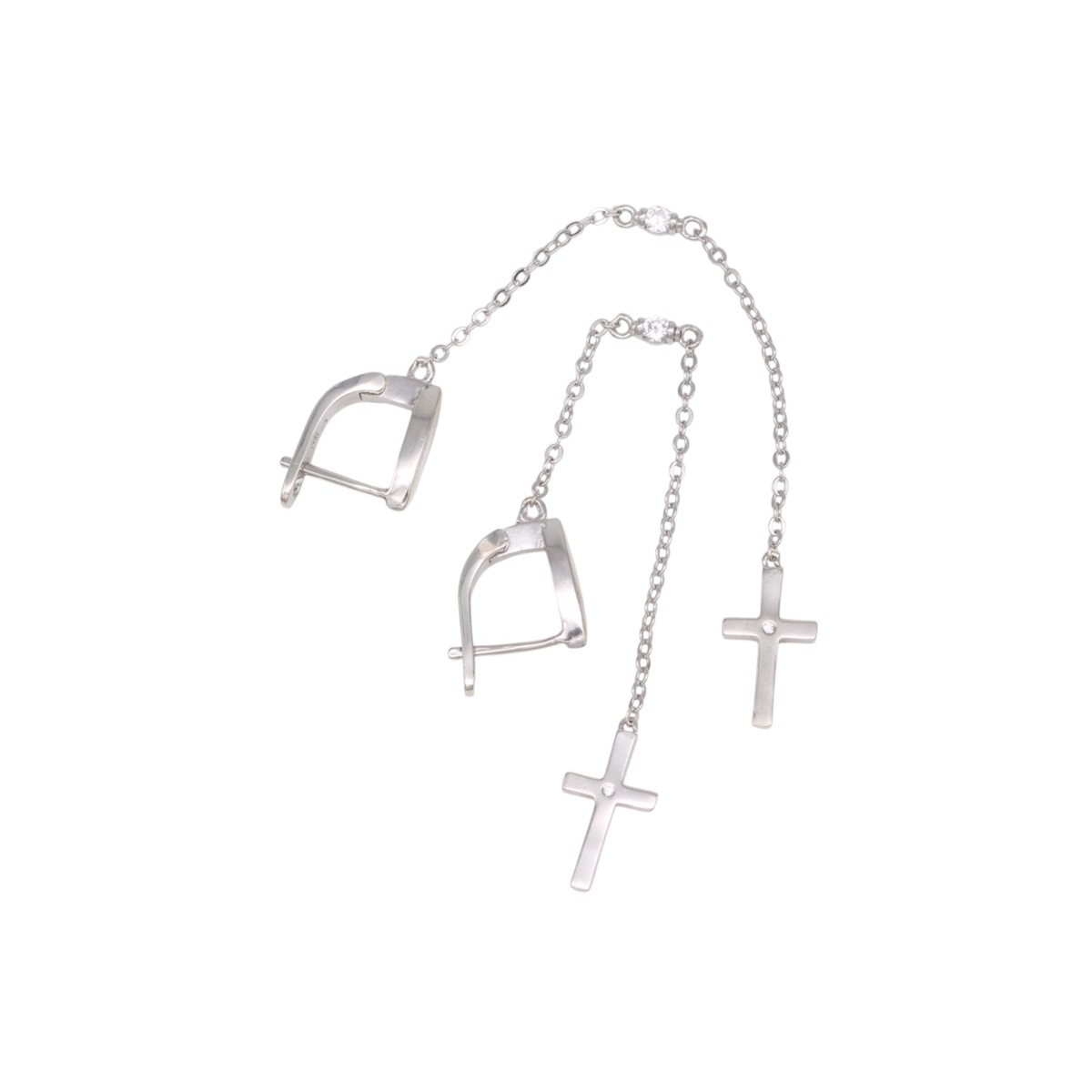 f352218a5ce73a040374d5bdb87b6cbdjpg - Mezola OÜ Silver jewelry set: two cross pendants on delicate chains with matching hoop earrings and clasps