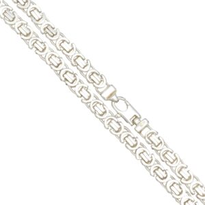 Close-up of a silver chain bracelet with rounded interlocking links and a lobster clasp.