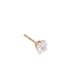 Rose‑gold princess-cut diamond stud earring with a prong setting