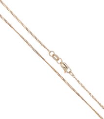 Two delicate rose-gold chains running diagonally with a lobster-claw clasp in the center, on a white background.