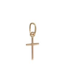 Gold cross pendant with a small loop at the top for a chain, minimalist religious jewelry piece
