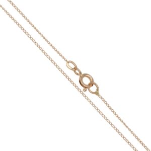 Delicate gold chain necklace with a spring ring clasp on a white background.